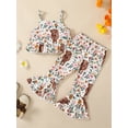 thumbnail image 3 of Baby Kid Girls Cattle Flower Print Suspender Camisole Flare Pants Set Summer Casual Outfit, 3 of 8