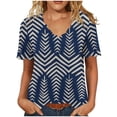 thumbnail image 2 of VBVC Women's Scallop V-Neck Short Sleeve T-Shirt,Ombre Print Casual Loose Fit Blouse For Women,Ladies Lightweight Summer Floral Gradient Top,Navy,S-5XL, 2 of 7