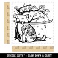 thumbnail image 2 of Samurai Cat Under Sakura Cherry Blossom Self-Inking Rubber Stamp Ink Stamper - Red Ink - Large 1-1/2 Inch, 2 of 7