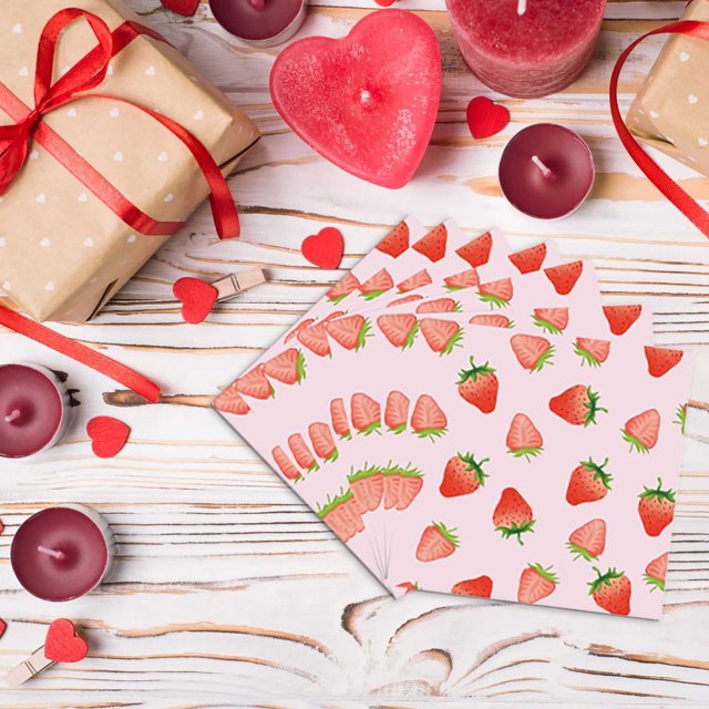 Antqov Strawberry Party Theme Tableware Set Disposable Decorative Tableware Paper Set, Home Accessories