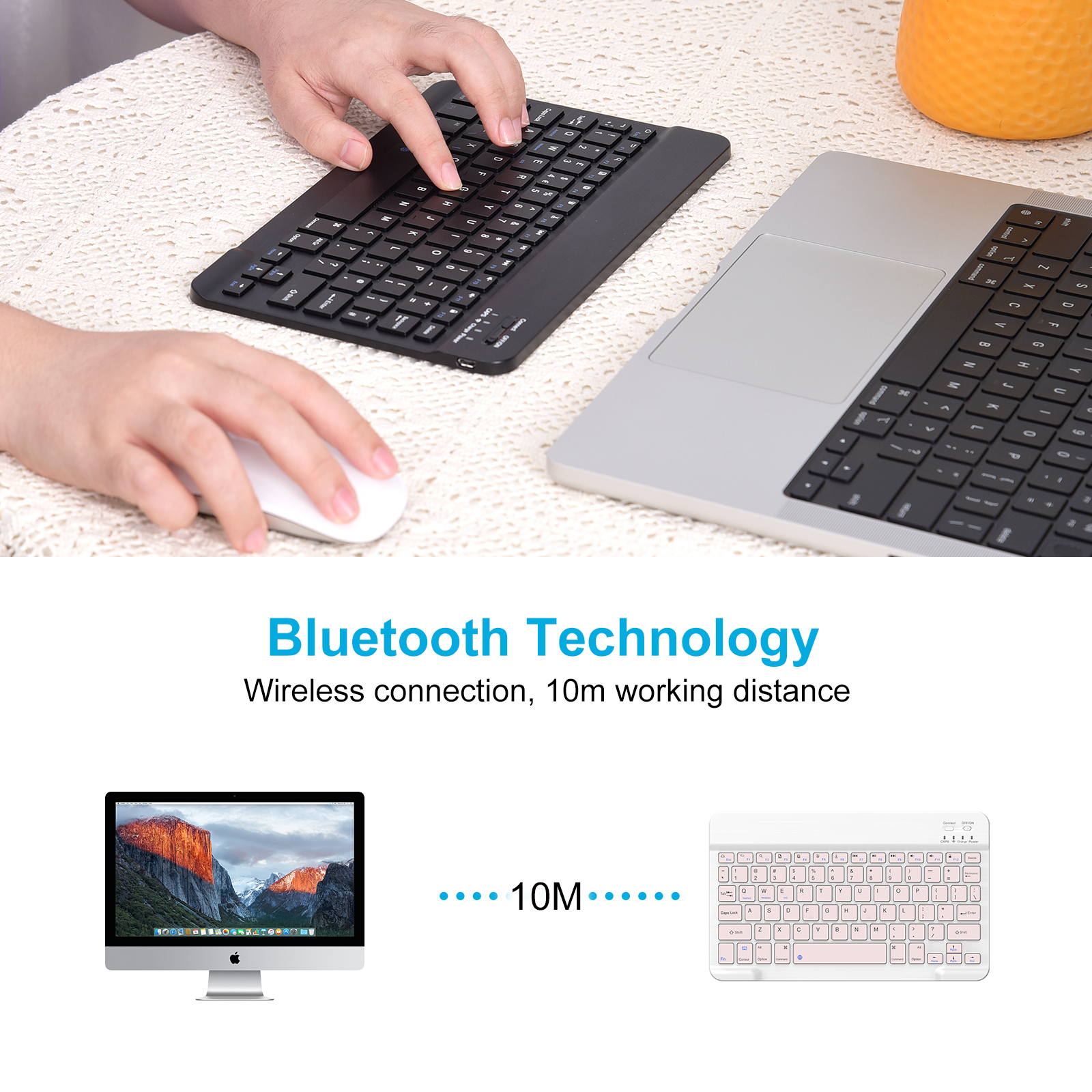 Cimetech Ultra-Slim Rechargeable Bluetooth Keyboard, Pink photo 8
