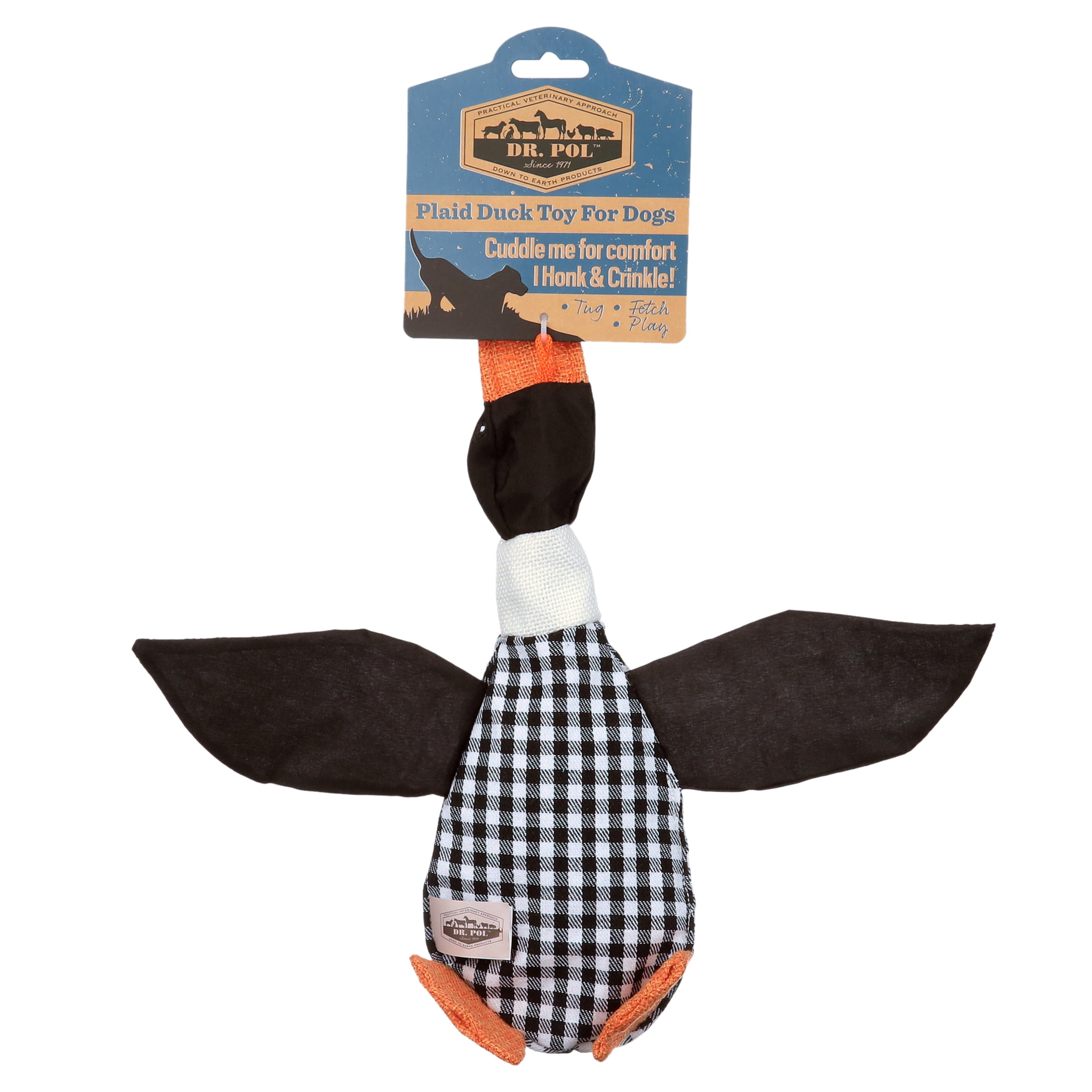 Dr. Pol Plush Squawking Plaid Duck, Black