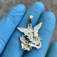 thumbnail image 3 of 14k Gold Plated over Solid 925 Sterling St Saint Michael Pendant Archangel San Miguel Arcángel 1" inch, 3 of 5