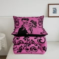 thumbnail image 5 of Gothic Skull Comforter Set Pink Black Goth Bedding Set Twin Women,Exotic Damask Skeleton Bed Comforter Set,Halloween Horror Quilt Set Wedding Anniversary Valentines Day, 5 of 6