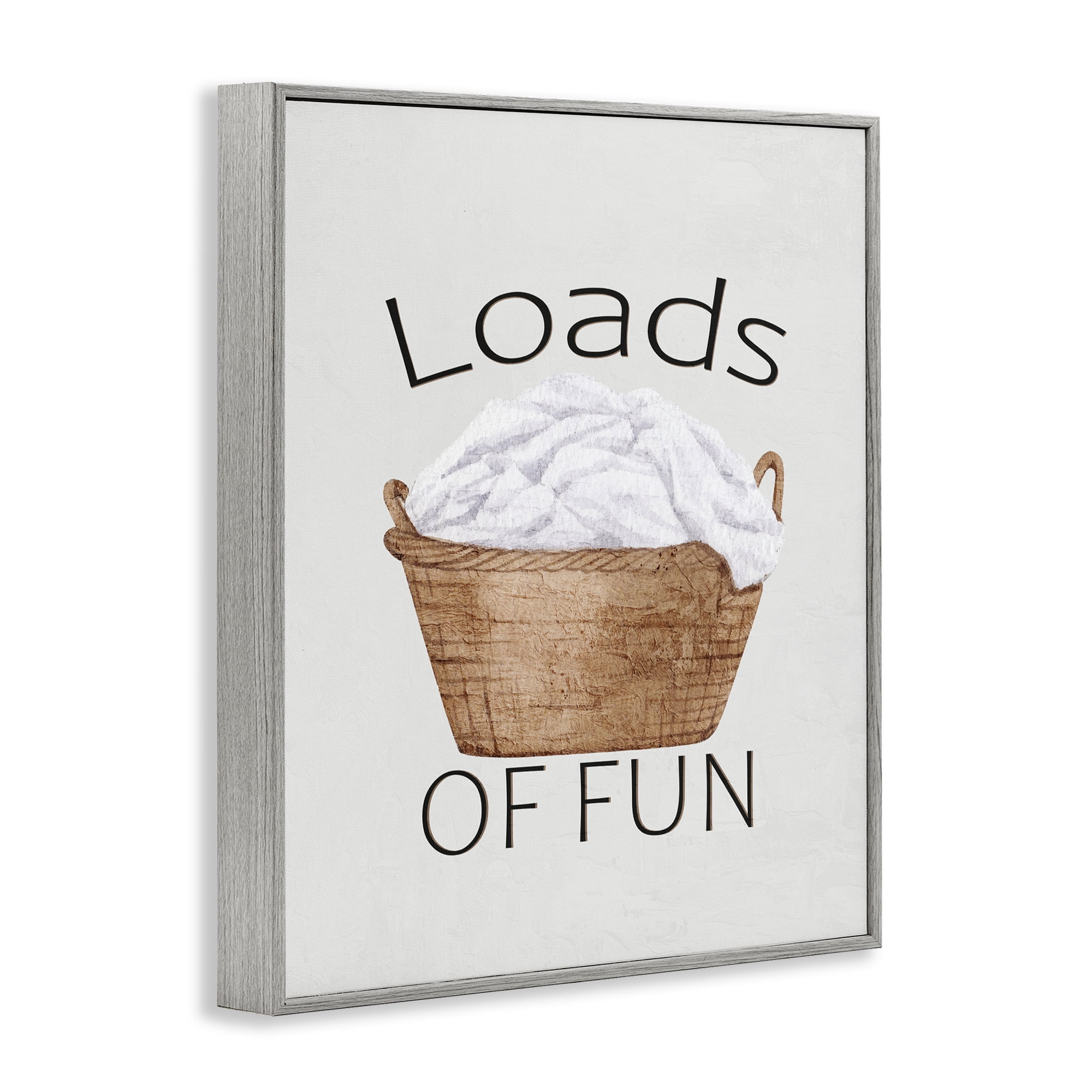 Loads Of Fun Laundry Basket Gray Framed Giclee Art, design by Kim Allen
