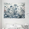 thumbnail image 2 of Ambesonne Floral Eucalyptus Tapestry Wall Hanging, Vintage Flowering, 80"x60", Slate Blue and Burgundy, 2 of 3