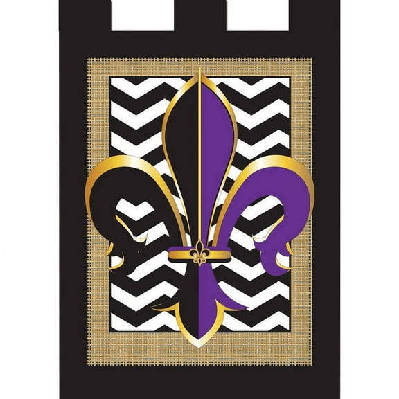 Jozie B 804 Burlap Two Colored Fleur De Lis Flag, Large
