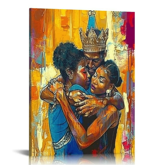 Acheng African American Wall Art for Bedroom Black King and Queen Canvas Paintings Wall Decor Egyptian Crown Black Lovers Print Pictures for Living Room Bathroom Home Ready to Hang 12x16 in