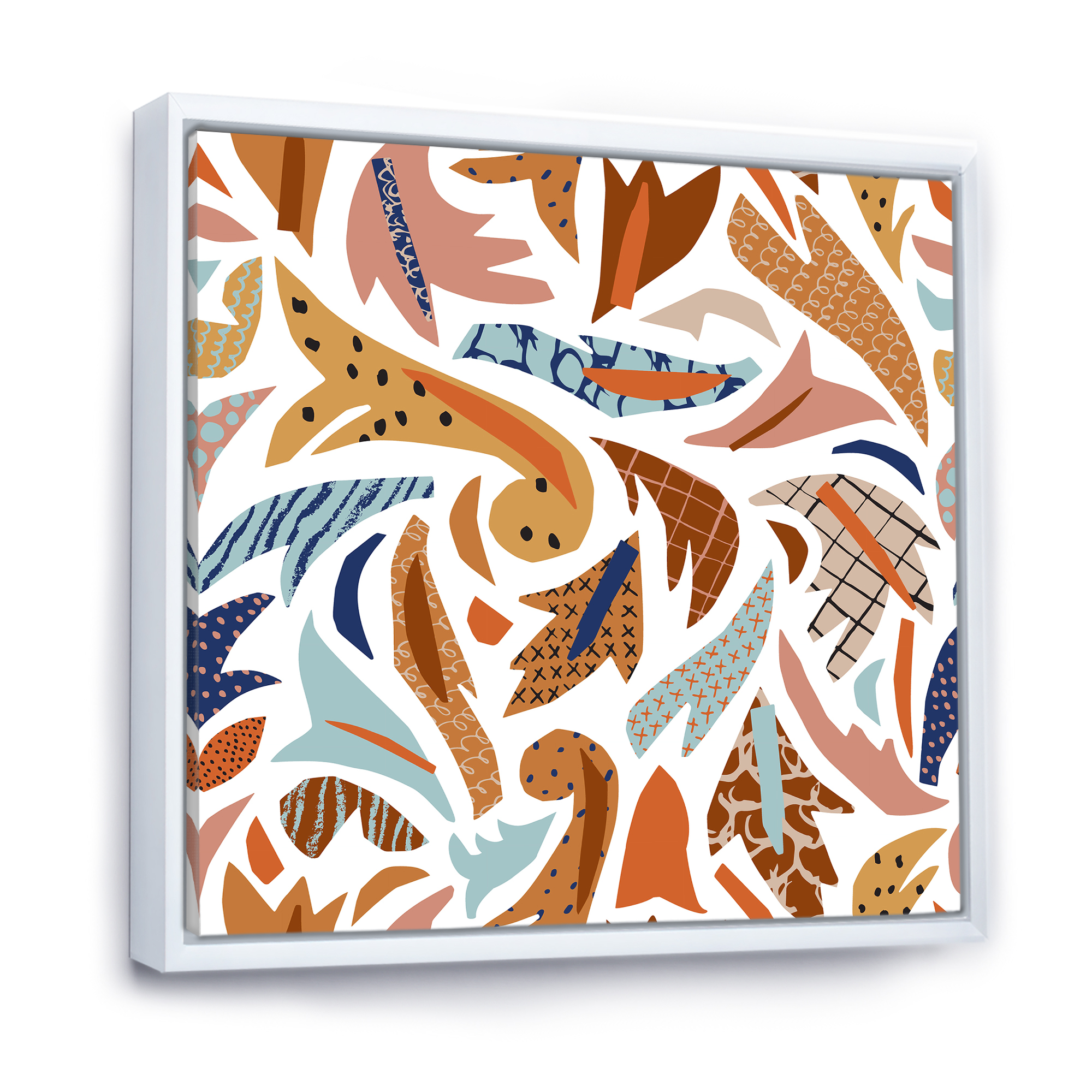 Designart 'Baroque Inspired Stylized Doodles Shapes' Bohemian & Eclectic Framed Canvas Wall Art Print