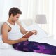 thumbnail image 5 of Fotbe Purple Starry Sky Antelope Pantalones de Pijama para Hombre, Pantalones de Dormir, Pantalones de Casa con Cintura Ajustable y Bolsillos-Medium, 5 of 6