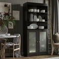 thumbnail image 3 of Palace Imports 100% Solid Wood 32" Pantry Cabinet with Frosted Glass Doors, 2-Drawers and Adjustable Shelves, Black, 3 of 7