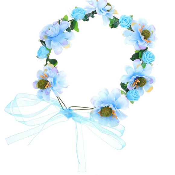 Blue Plastic Floral Crown Headband for Women Adjustable and Elegant Design for Wedding Party Photo Prop Fits Most Heads