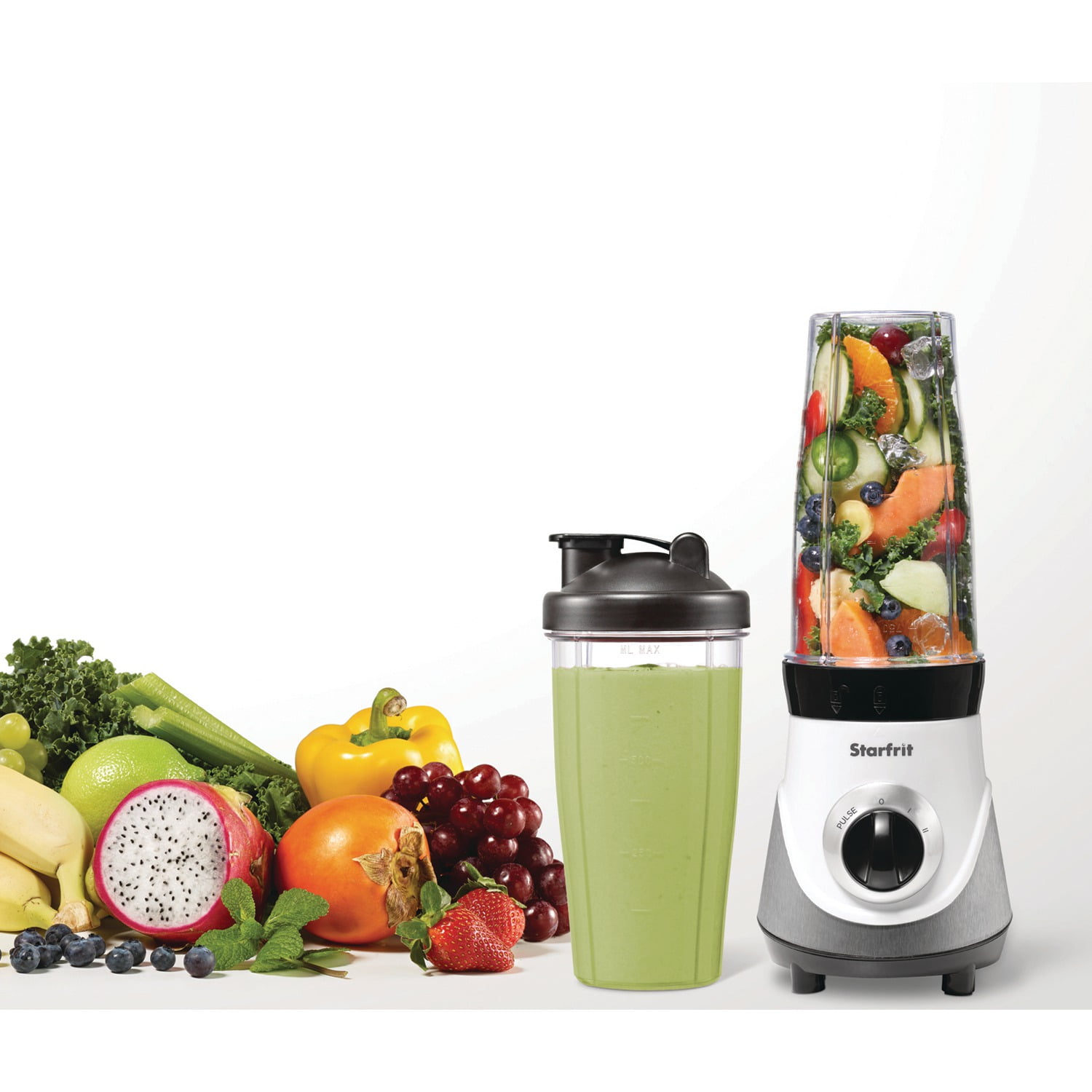 Starfrit 3-Speed 300-Watt Personal Blender with 2 Large 28-Oz. Cups & To-Go Lids, 024300-004-0000