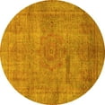 thumbnail image 1 of Ahgly Company Machine Washable Indoor Round Abstract Yellow Modern Area Rugs, 8' Round, 1 of 4