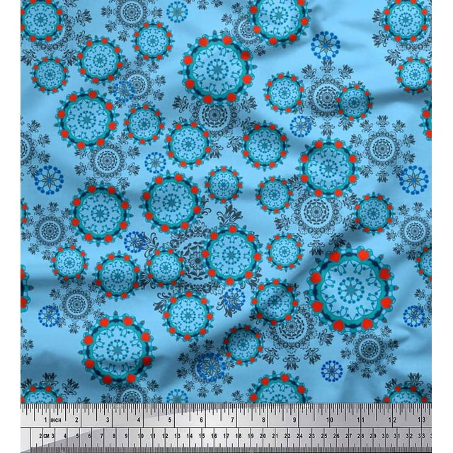 Soimoi Modal Satin Fabric Floral & Damask Ethnic Printed Craft Fabric by The Yard 42 Inch Wide
