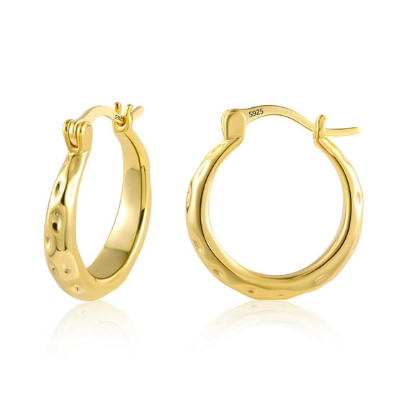 Alexcraft Hammered Hoop Earrings For Women Gold Chunky Teardrop Shape Thick Hoops Earrings Hypoallergenic for Sensitive Hoop Earrings Jewelry
