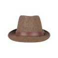 thumbnail image 2 of Simplicity Panama Style Fedora Straw Sun Hat with Leather Belt, Dark Brown, LXL, 2 of 4