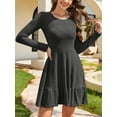 thumbnail image 4 of Fancyglim Womens Sweater Dresses Casual Crew Neck Long Sleeve Tiered Aline Fall Winter Dress Gray 2XL, 4 of 6