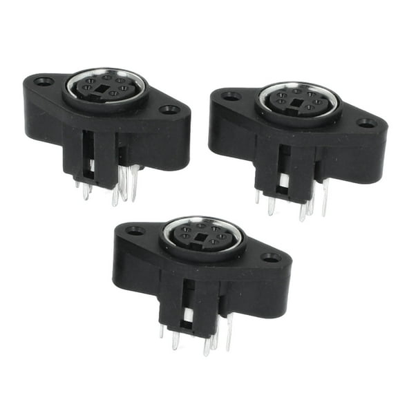 Unique Bargains 3 Pcs PCB Mounting Replacement 6 Pin Female S-video  Din Sockets