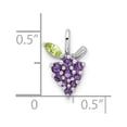 thumbnail image 4 of Auriga Fine Jewelry 925 Sterling Silver Rhodium-plated Amethyst and Peridot Grapes Pendant for Women(L- 13.8mm, W- 8.4mm), 4 of 6
