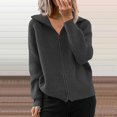 thumbnail image 2 of larppty Women's Zip Up Vneck 2025 Fall Winter Warm Long Sleeve Knit Cardigan Coat Fashion Outfits (Grey, L), 2 of 5