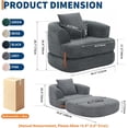 thumbnail image 2 of Memoryfield 3-in-1 Folding Sofa Bed, Memory Foam Sleeper Chair with Washable Cover, Convertible Boneless Floor Futon, Fold-Out Couch with Back Support for Living Room, Bedroom, Gray, 2 of 7