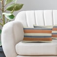 thumbnail image 2 of Orange Blue Striped Lumbar Pillow Covers 12x20 Set of 2 Boho Stripe Pattern Cream Decorative Throw Pillows Outdoor Modern Line Print Linen Long Cushion Case with Zipper Decor for Sofa Couch Bed, 2 of 6