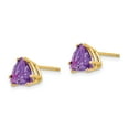 thumbnail image 2 of 14k 7mm Trillion Amethyst Earrings in 14k Yellow Gold, 2 of 3