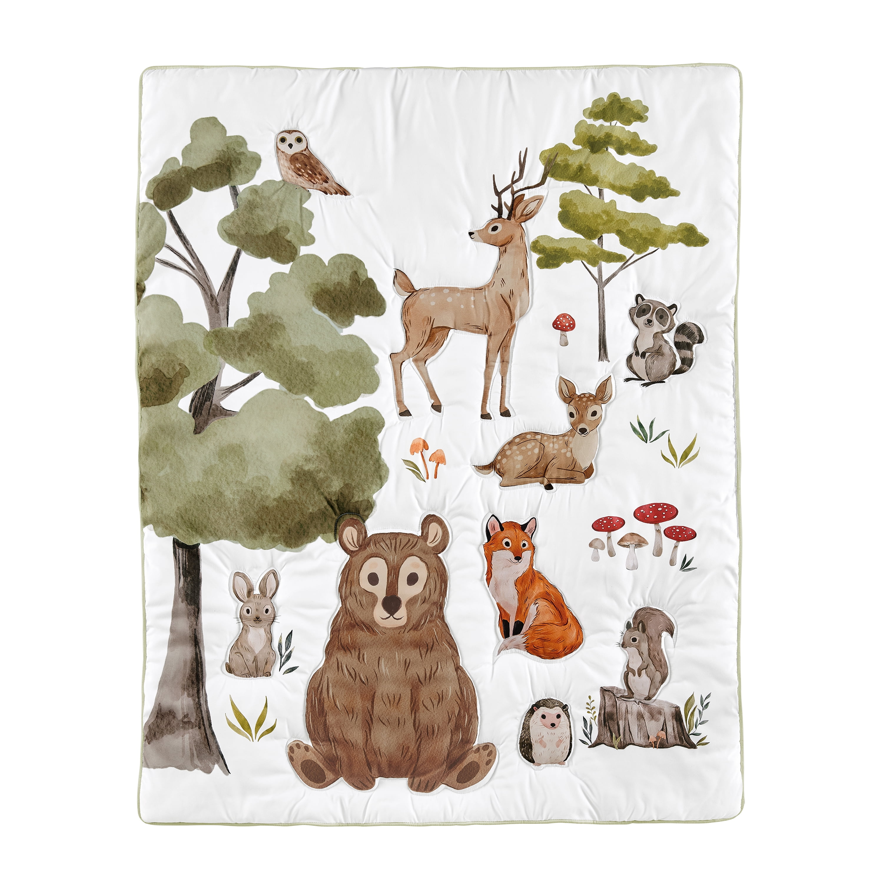 Sweet Jojo Designs Watercolor Woodland Forest Animals Multicolor Crib Bedding + BreathableBaby Breathable Mesh Liner Pad