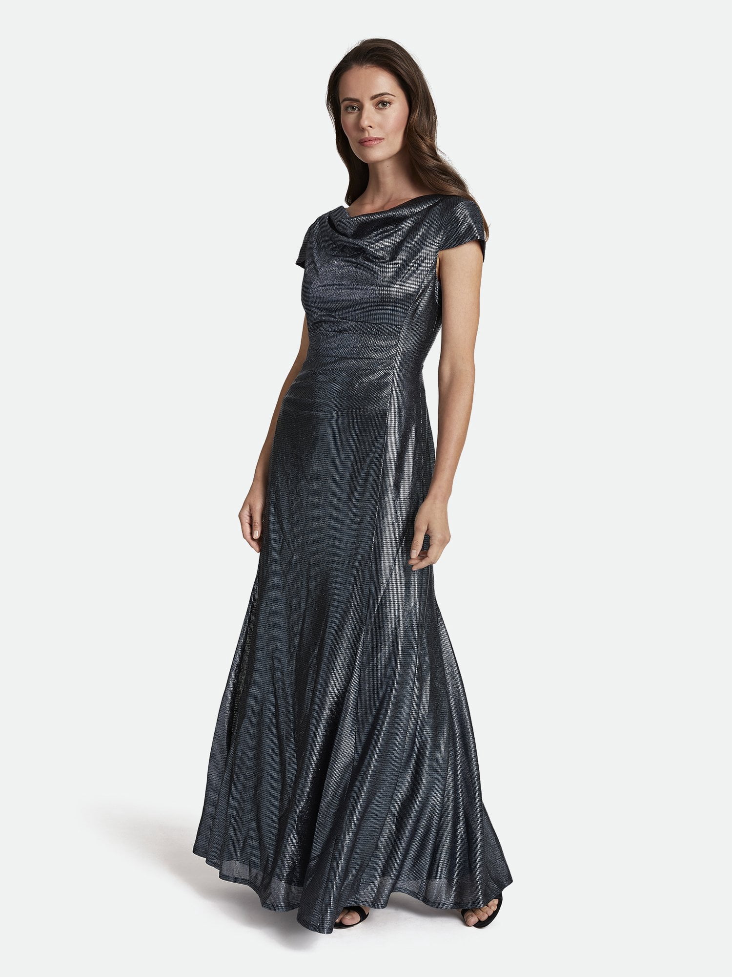 Tahari ASL NAVY BLUE Metallic Foil Cap 
