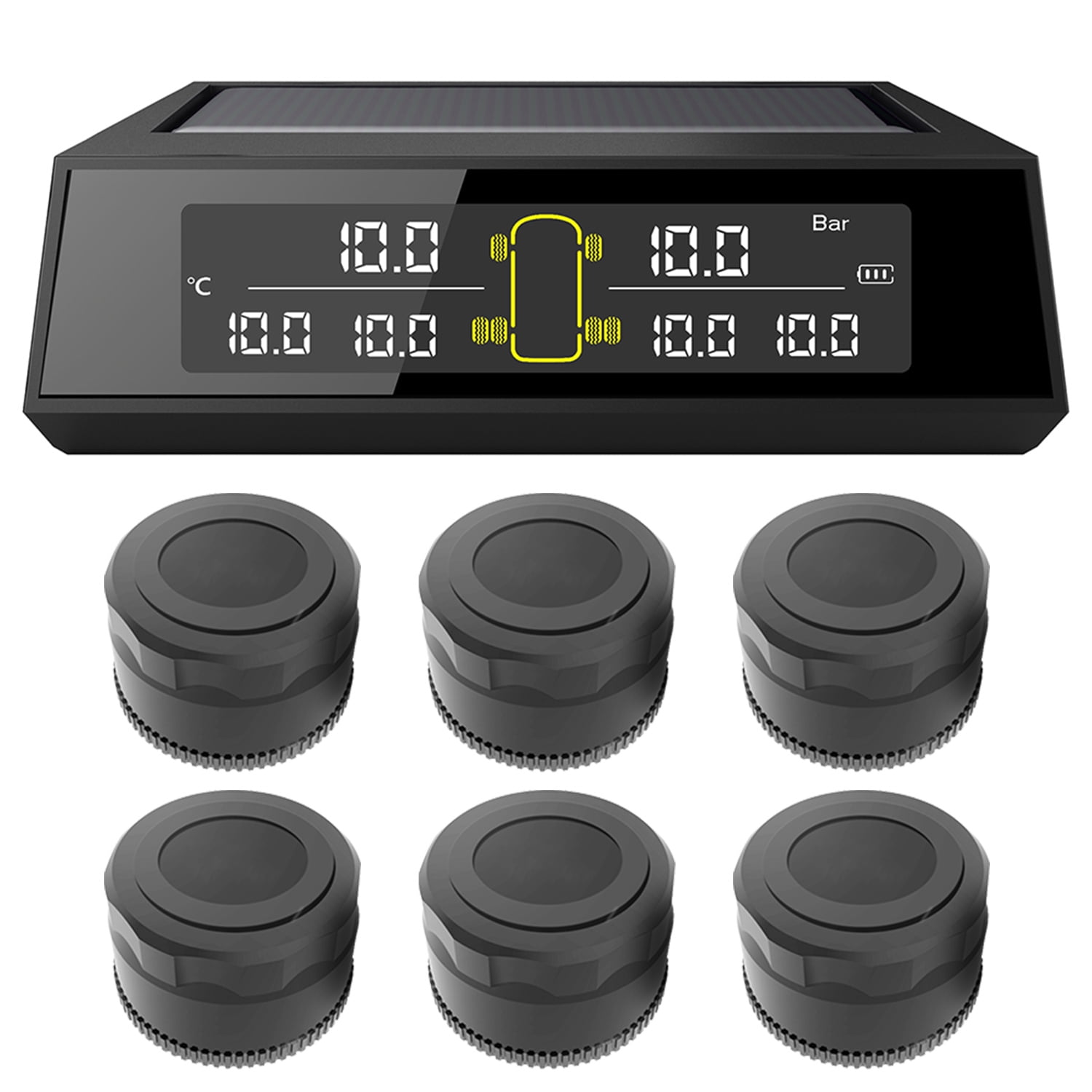 5th Wheel and Camper YOKARO RVs TPMS Solar Powered Tire Pressure Monitoring System with 6 External Sensor for RVs Travel Trailer