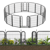 Petorldog 36ft x 40in Garden Fence, 14 Panels & 2 Gates, Rustproof No-Dig Animal Barrier (Black-Silver)