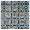 SomerTile FPEMBFS4 Reyes Ceramic Floor and Wall Tile, 17.75" x 17.75", Beige/Brown/Blue
