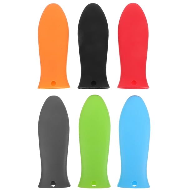 GOOHOCHY 6 fundas para mangos de hierro fundido: agarraderas de silicona para ollas, fundas para mangos de sartenes, antideslizantes para freír sartenes de metal fundido.