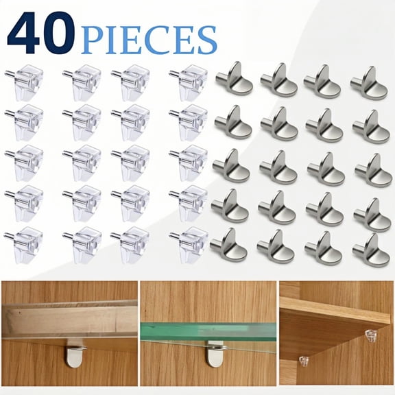 HavenNest 5 Millimeters Shelf Support Peg, Stainless Steel Cabinet Shelf Pins, Invisible Replacement for Kitchen Cabinets Bookcases Wardrobes Pantry Furniture, 40 Pack