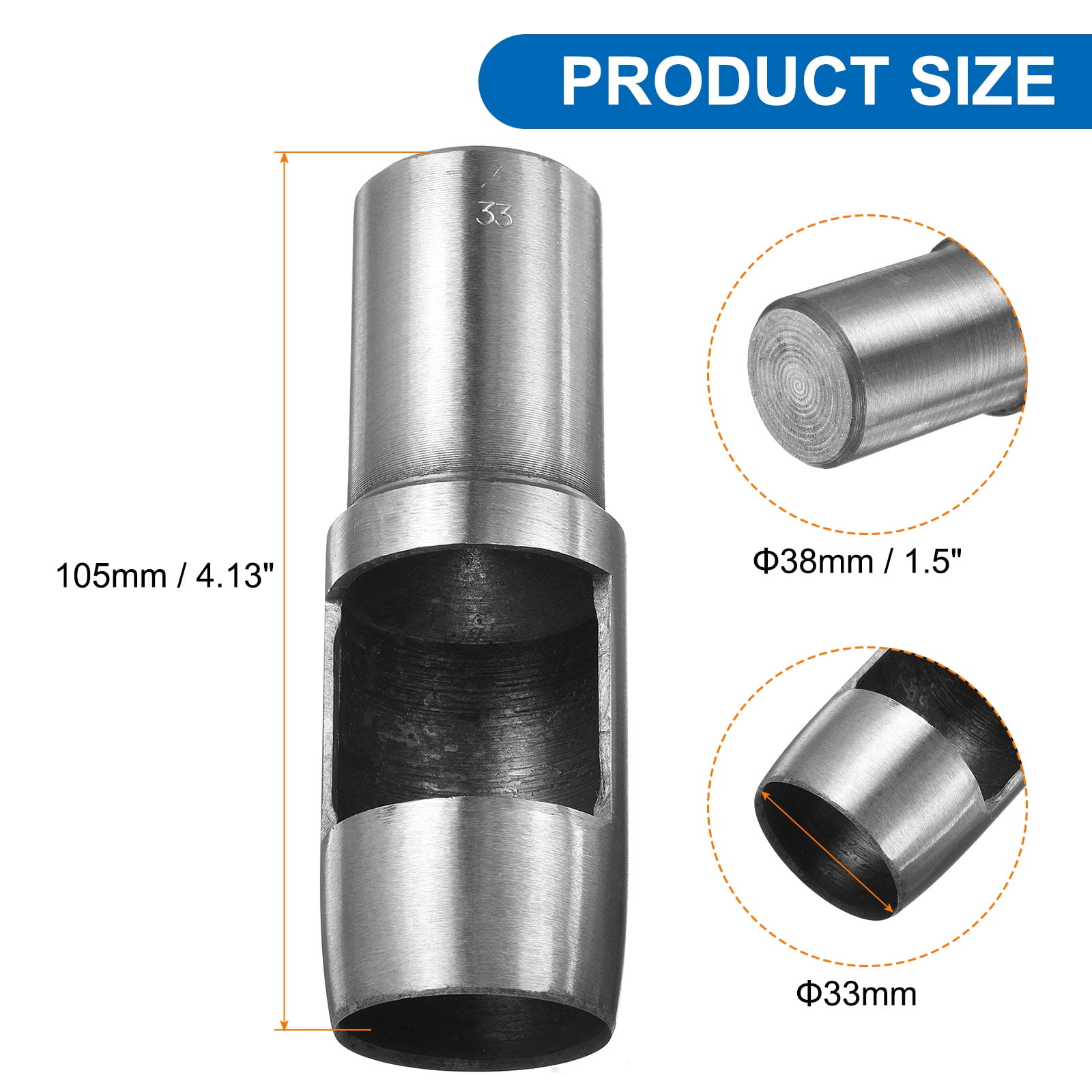 Uxcell Leather Round Hole Punch, 33mm Hollow Hole Puncher Cutter Carbon Steel Tool