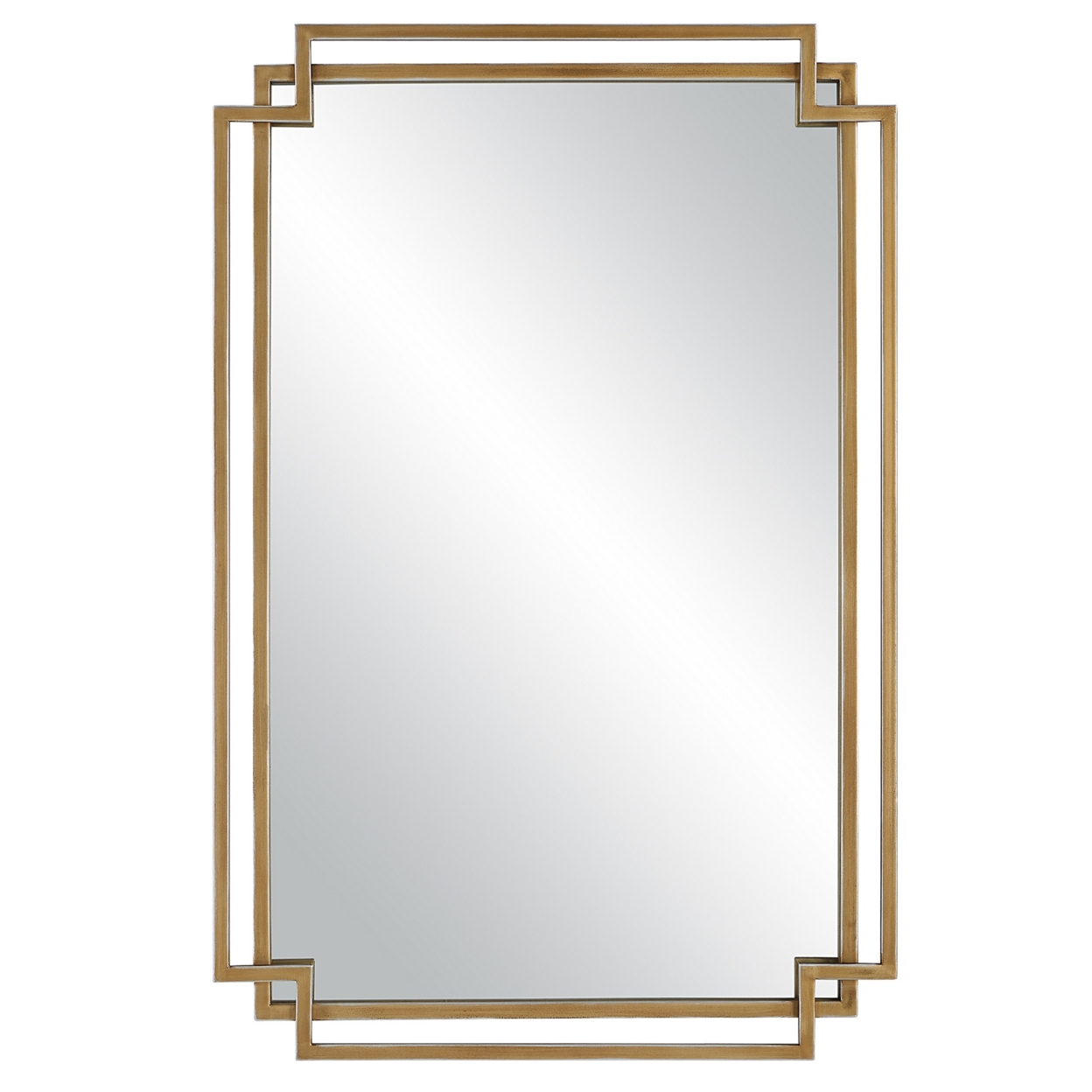22 x 34 Rectangular Accent Mirror with Two Overlapping Frames, Brushed