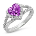 thumbnail image 2 of 1.49 ct Heart Cut Simulated Alexandrite with Simulated Diamond Halo Accents 14K White Gold Womens Engagement Ring, 2 of 4