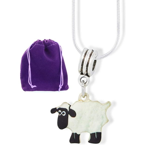 Sheep Necklace | Black head and green body Charm Snake Chain Pendant