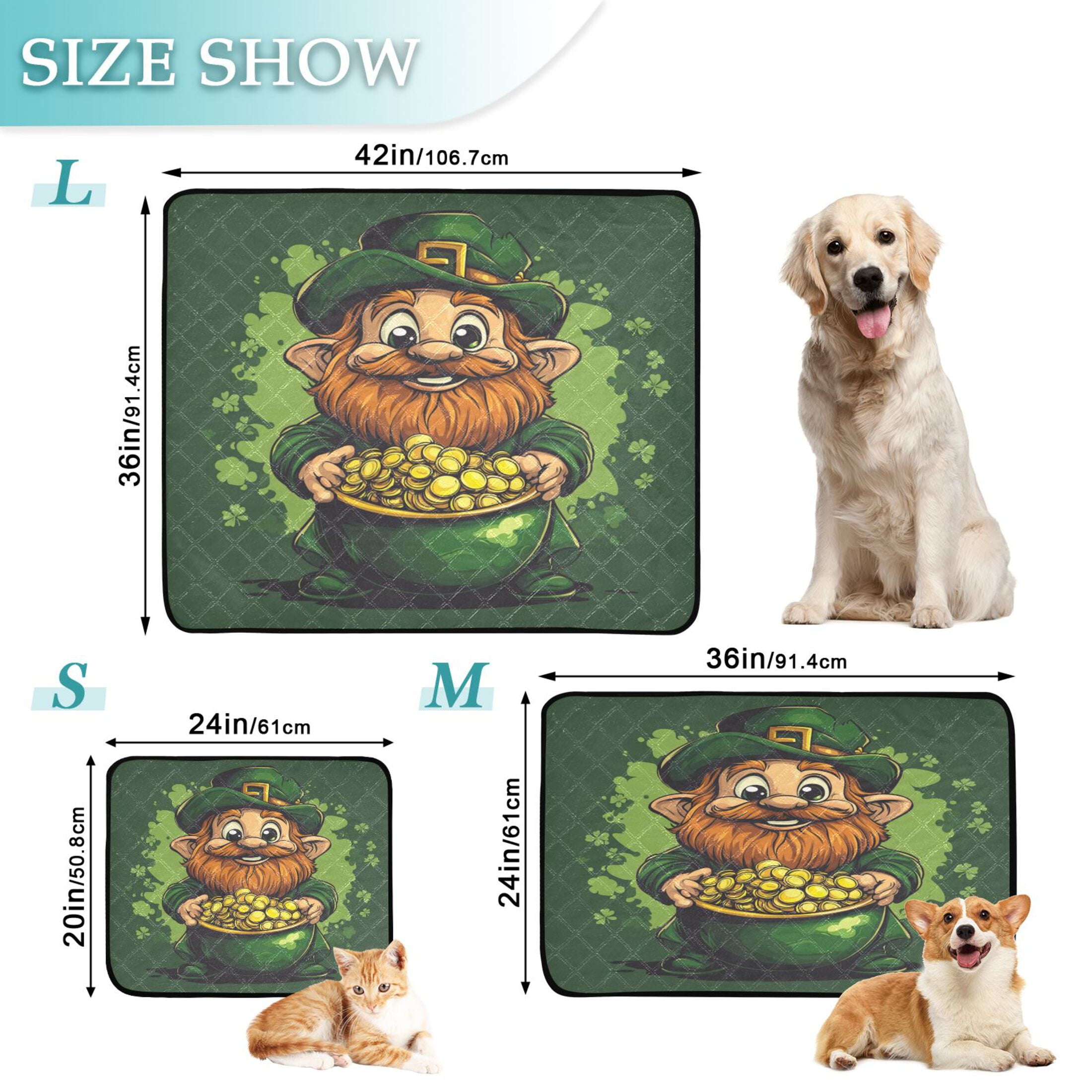 Qxltty St Patricks Old Dwarf Cat litter Pads Pet Set of 2 Diaper Mats Center Anti-leakage Layer Absorbent Soft and Comfortable