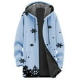 thumbnail image 5 of Jacket Women Longline Jackets Christmas Print Winter Cozy Lined Full Zip Outerwear for Cold Weather Womens Winter Coats Blue L, 5 of 5