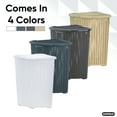 thumbnail image 2 of Superio Corner Laundry Hamper Basket With Lid 50 Liter, White Wicker Hamper - Durable, Lightweight Bin With Cutout Handles, Storage Dirty Clothes, Space Saver Curved Shape Design, 2 of 7