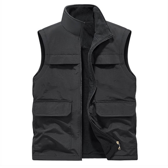 Jackets for Men, Men's Stand Collar Sleeveless Work Vest Jackets with Multi Pockets | Lightweight Casual Sport Coat,Casual Regular Fit Street Outerwear