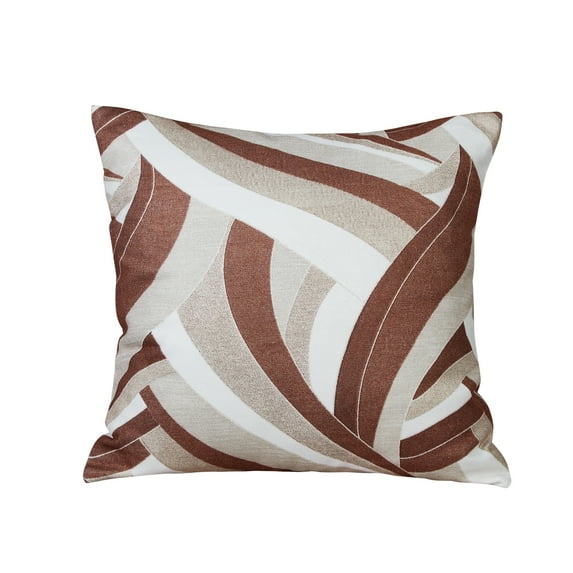 Violet Linen Chenille Abstract Pattern, Polyester Chenille, Solid Poly Backing, Brown, 18 Inch x 18 Inch, Decorative Throw Pillow