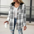 thumbnail image 2 of larppty Womens Long Sleeve Button Down Plaid Shirts Flannel Hooded Shacket Jacket Hoodie Coats with Pockets (Hot Pink, S), 2 of 6
