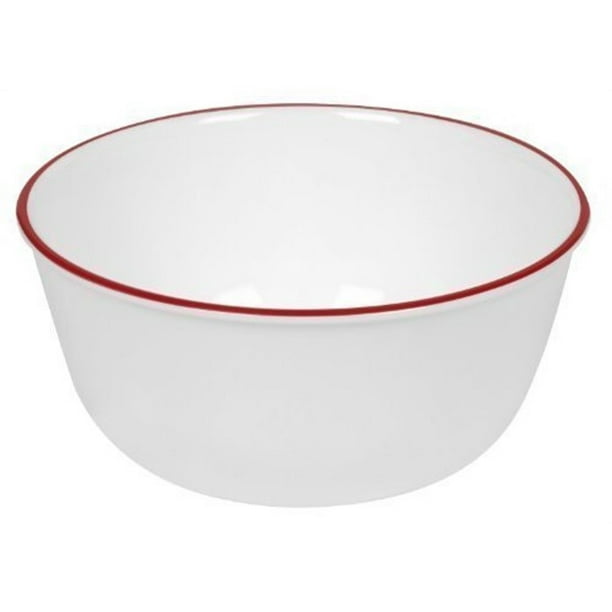 Corelle Livingware 28 Ounce Super Soup Cereal Bowl Red Band Bowls (Pack