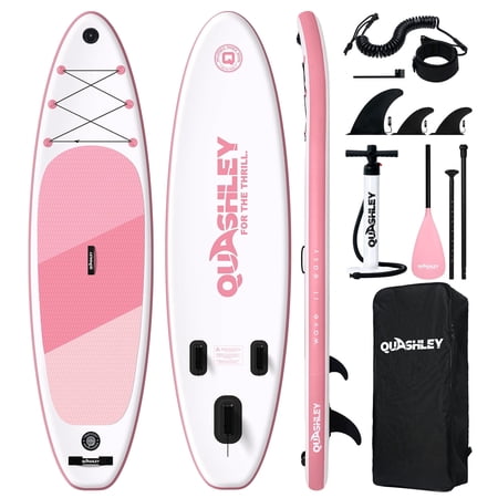 Quashley Inflatable Stand Up Paddle Board,10'6"x34 Inch Wide All-Around SUP Board for Beginners with Paddle,Hand Pump,Backpack and Leash