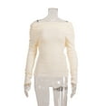 thumbnail image 4 of biudgviw Lounge Sweater for Women Soft Stretch Long Sleeve Folded Off-Shoulder Going out Shirts Fashion Knit Sweater Tops, 4 of 5
