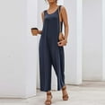 thumbnail image 6 of ZAZYULZ Summer Jumpsuits Womens Tank Jumpsuits Scoop Neck Sleeveless Rompers Casual Wide Leg Loose Fit Rompers With Pockets(Navy Blue,Xl), 6 of 9