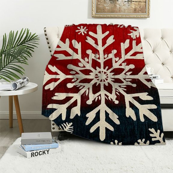 Pratyus Snowflakes Folk Art Soft Plush Blanket Throw for All Seasons - Unique Warm Blanket Women Adults Soft Fuzzy Blankets 40x50in